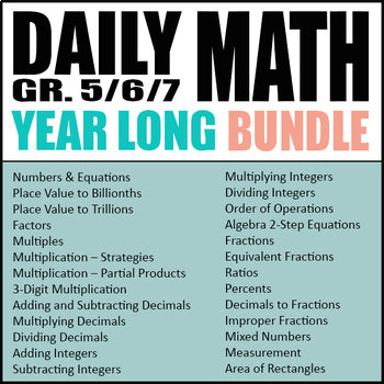 SPIRAL DAILY MATH - All Year Round // Grades 5-7