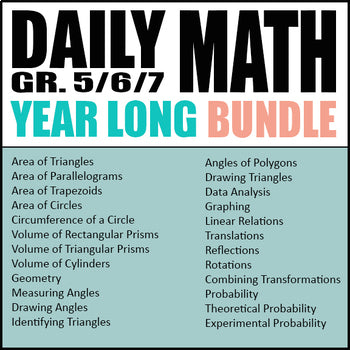 SPIRAL DAILY MATH - All Year Round // Grades 5-7