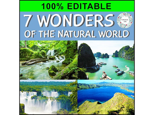 7 Wonders of the Natural World Research Project - 100% Editable // Teaching Resource // No Prep Classroom //