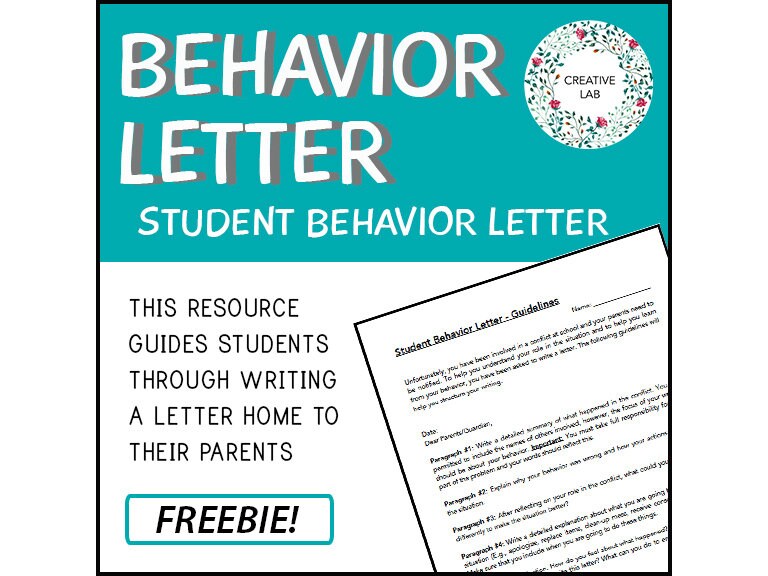 Student Behaviour Letter - To Parents - Template // Printable Teaching Resource // No Prep Classroom // Conflict