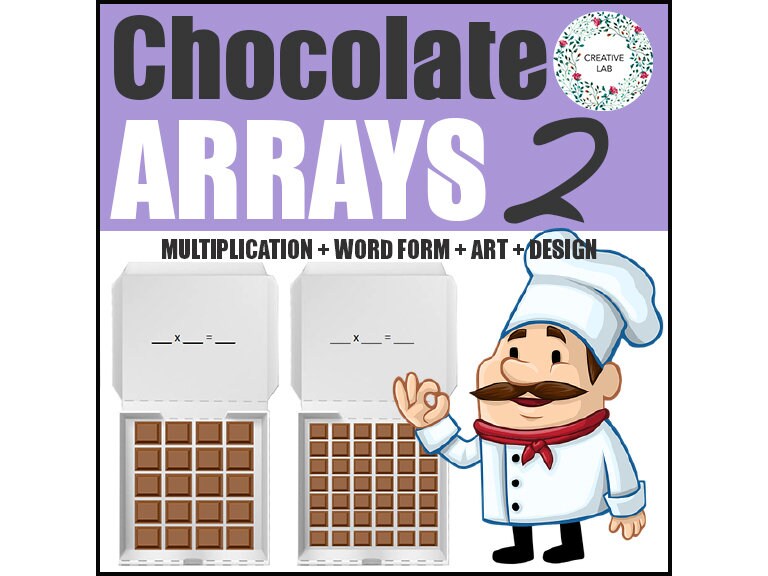 Math Chocolate Arrays 2 - Single Digit Multiplication Worksheets // Printable Teaching Resource // No Prep Classroom //