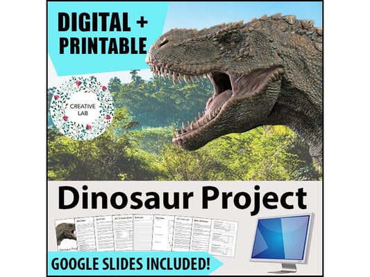 Dinosaur Research Project - PBL Project Based Learning // Printable Teaching Resource // No Prep Classroom //