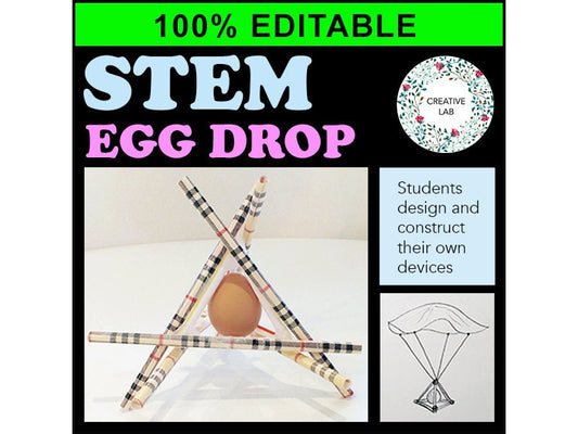 Egg Drop Contest STEM Challenge - 100% Editable// Printable Teaching Resource // No Prep Classroom // Science