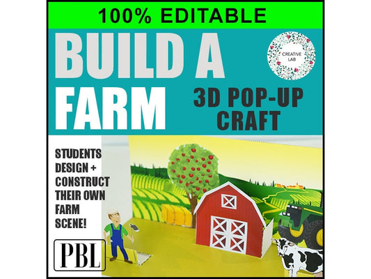 Farm Barn Scene 3D Craft Activity - 100% Editable // Printable Teaching Resource // No Prep Classroom //