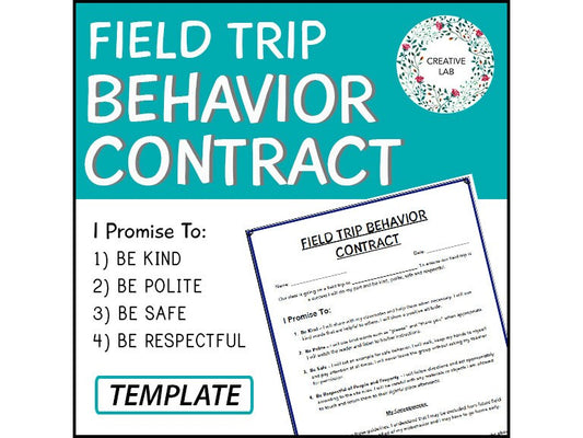 Field Trip Behavior Contract // Printable Teaching Resource // No Prep Classroom //