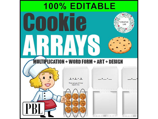 Math Cookie Arrays - Single Digit Multiplication - 100% Editable // Printable Teaching Resource // No Prep Classroom //