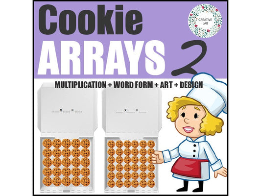 Math Cookie Arrays 2 - Single Digit Multiplication Worksheets // Printable Teaching Resource // No Prep Classroom //