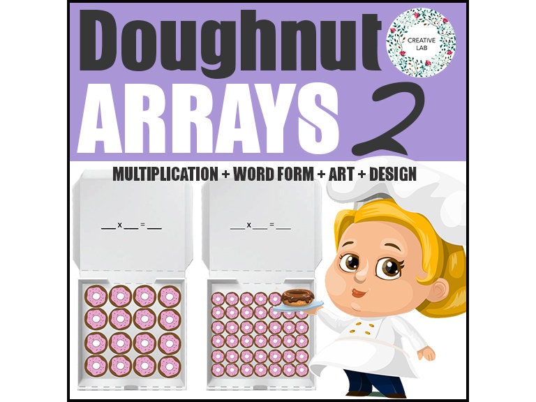 Math Multiplying Donut Arrays 2 - Single Digit Multiplication // Printable Teaching Resource // No Prep Classroom //