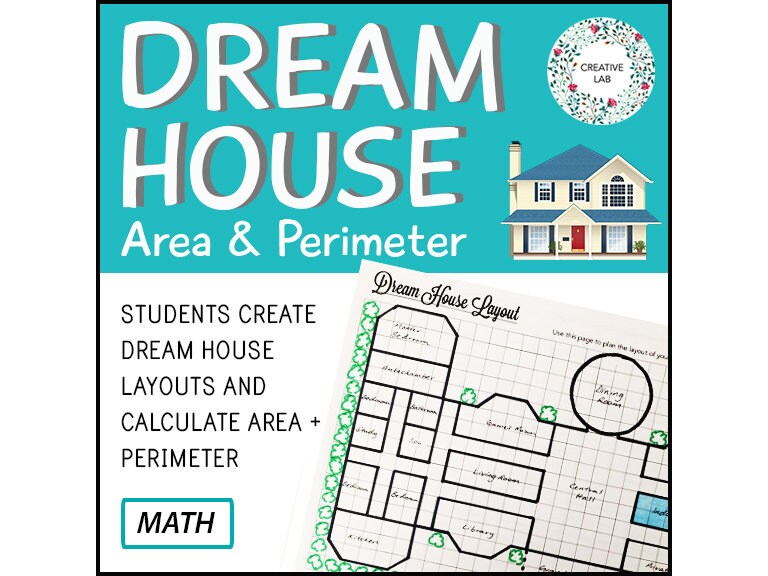 Math Multi-Digit Multiplication Project - Dream House - Area & Perimeter // Printable Teaching Resource // No Prep Classroom //