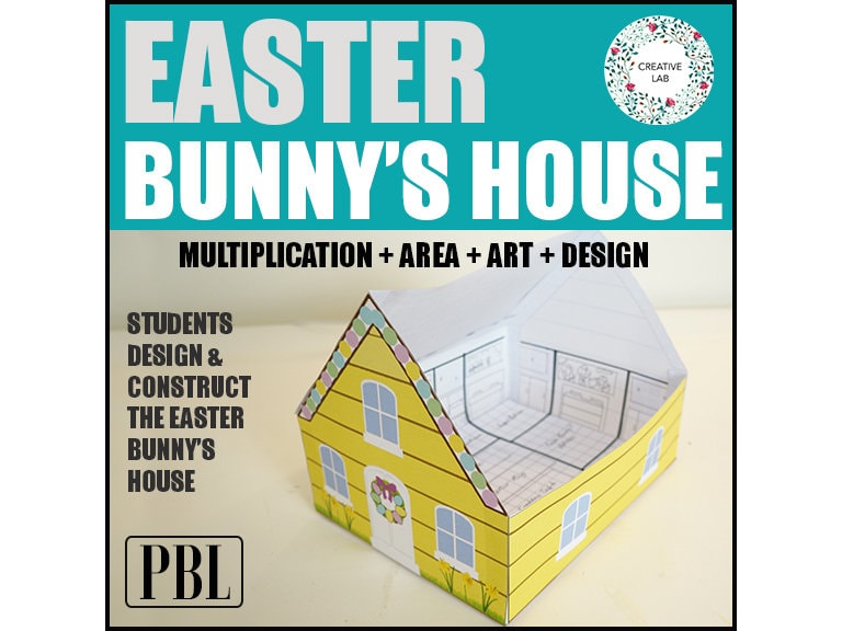 Math Easter Bunny's House Craft // Printable Teaching Resource // No Prep Classroom // Multiplication Area Design