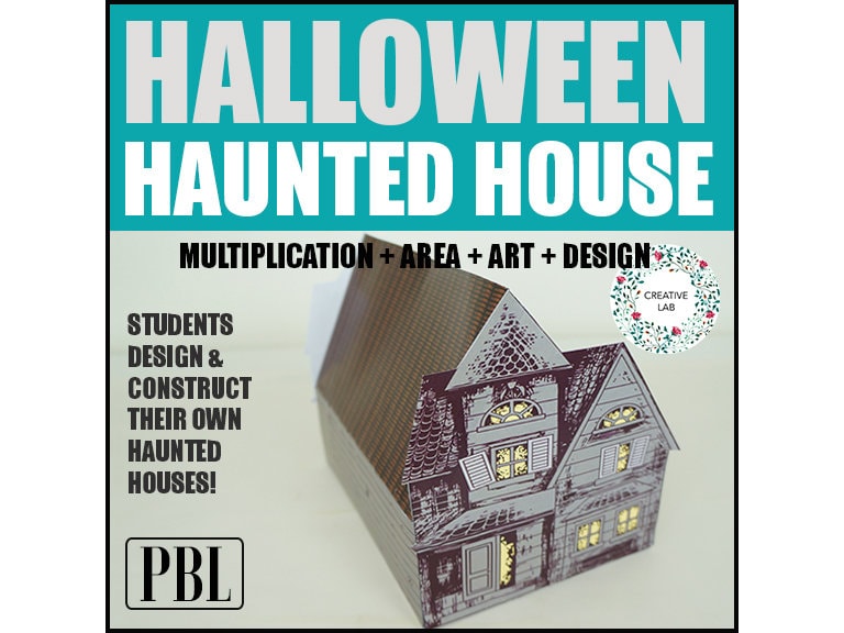 Math Craft - Build a Halloween Haunted House - Math & Design // Printable Teacher School Resource // No Prep Classroom //