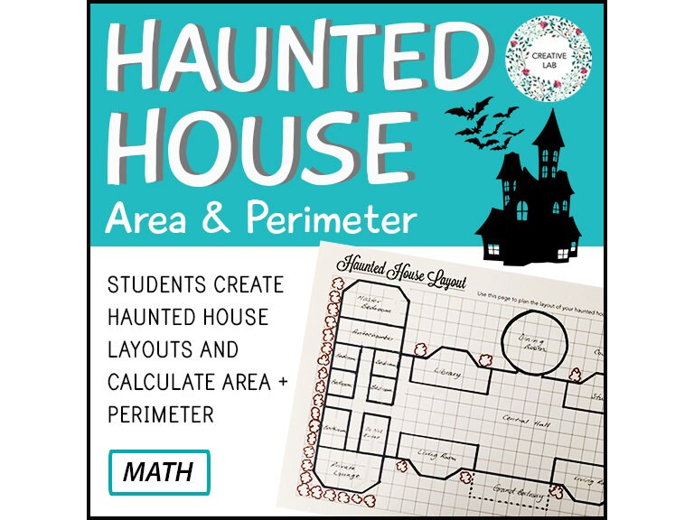 Math Haunted House Design - Area & Perimeter - Halloween Math // Printable Teaching Lesson School Resource // No Prep Classroom //