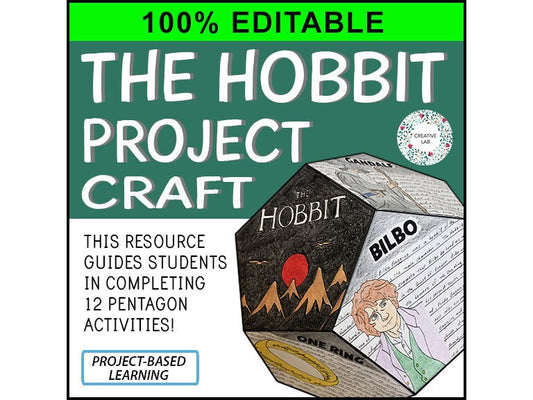 The Hobbit - Book Novel Study Project Craft - 100% Editable // Printable Teaching Lesson School Resource // No Prep Classroom //