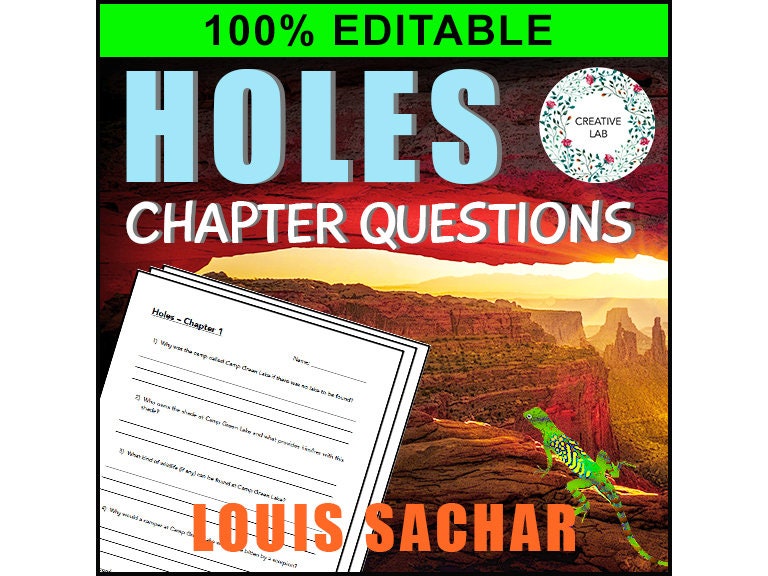 HOLES Book - Chapter Comprehension Questions & Answers - 100% Editable // Printable Teaching Lesson School Resource English Reading