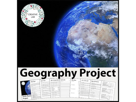 Geography Research Project - PBL // Printable Teacher School Resource // No Prep Classroom // Project Based Learning