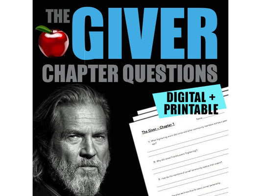 THE GIVER - Book Chapter Comprehension Questions & Answers // Printable Teacher School Resource // No Prep Classroom / English Language Arts