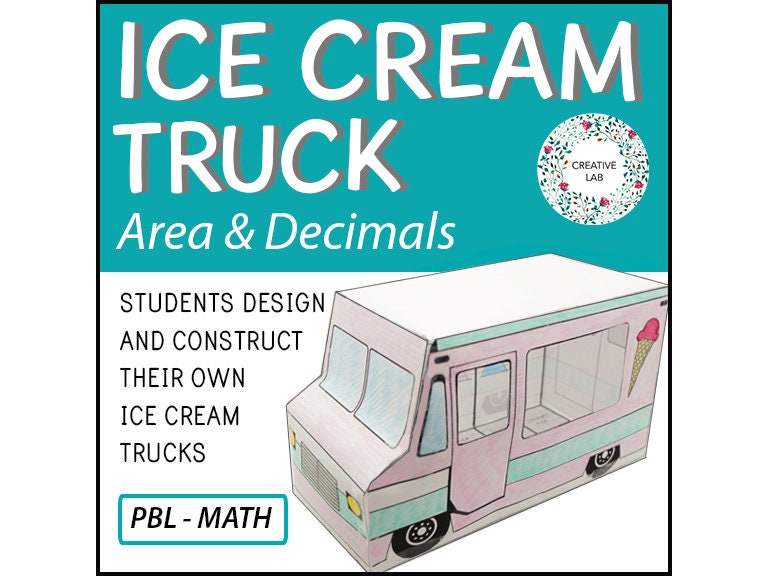 Math Craft Multiplying Decimals Project - Design an Ice Cream Truck - Area // Printable Teaching Lesson Resource // No Prep Classroom //