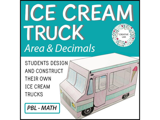 Math Craft Multiplying Decimals Project - Design an Ice Cream Truck - Area // Printable Teaching Lesson Resource // No Prep Classroom //