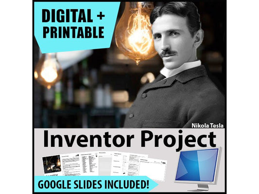 Inventor Research Project - PBL // Printable Teaching Lesson School Resource // No Prep Classroom // Project Based Learning Research