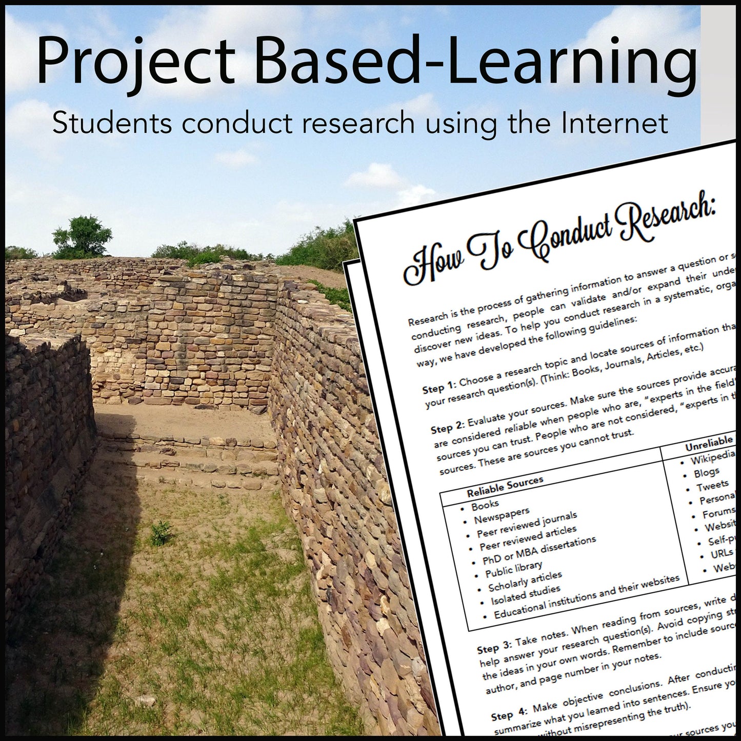 Indus Valley Civilization Research Project - 100% Editable // Printable Teaching Lesson School Resource / Social studies history ancient