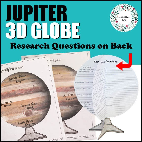 Jupiter 3D Planet Model Research Project // Printable Teaching Lesson School Resource // No Prep Geography // Space Science Astronomy