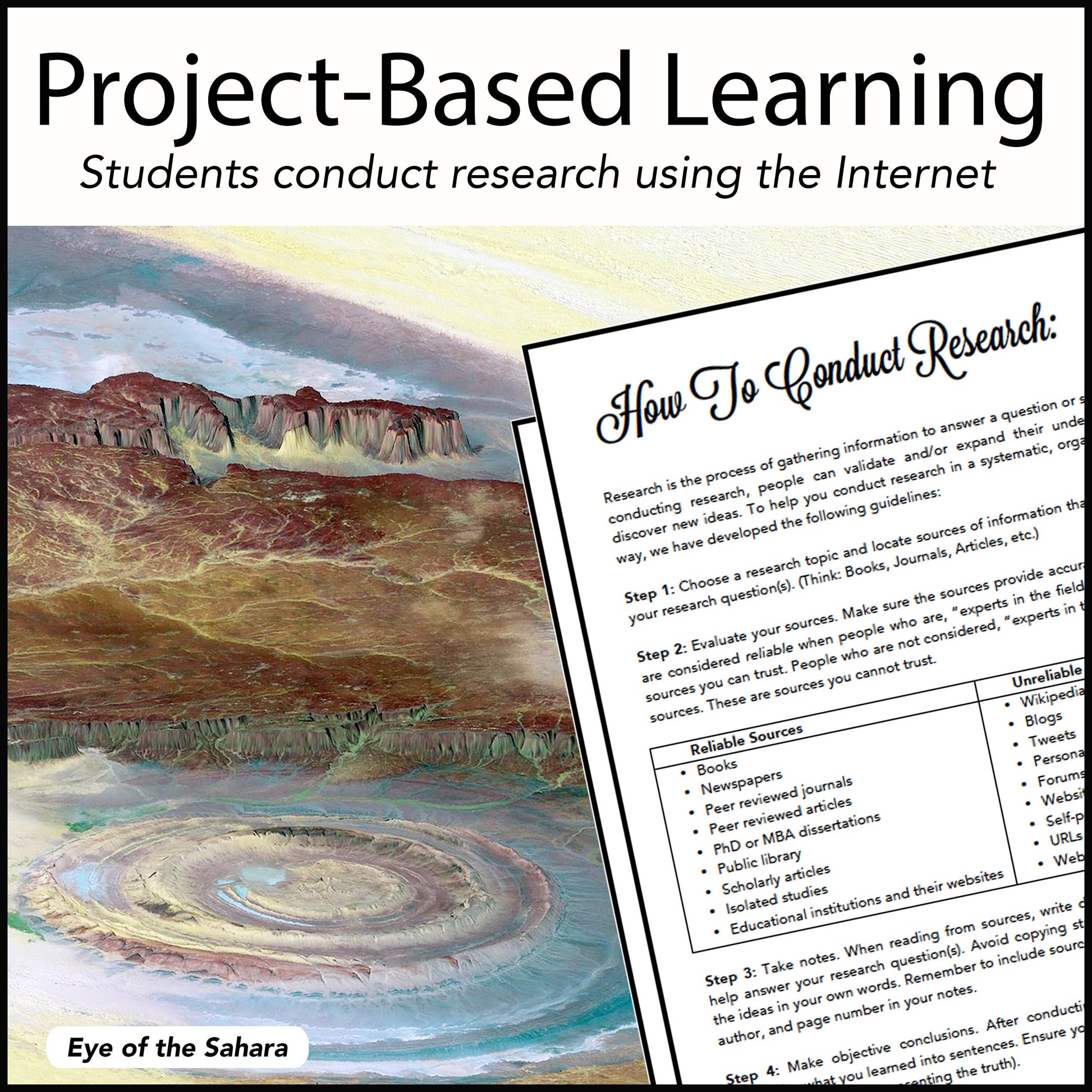 Landforms Research Project - PBL // Printable Teaching Lesson School Resource // No Prep Geography // Earth Sciences Physical Science