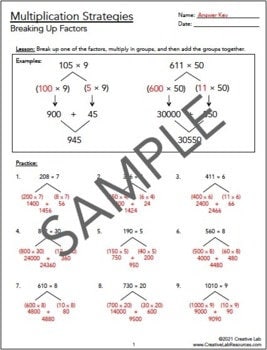 Multi-Digit Multiplication Strategies - Breaking Up Factors - 100% Editable // Printable Teaching Resource // No Prep Classroom // Math