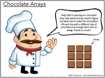 Math Chocolate Arrays 2 - Single Digit Multiplication Worksheets // Printable Teaching Resource // No Prep Classroom //