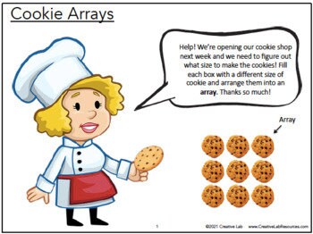 Math Cookie Arrays 2 - Single Digit Multiplication - 100% Editable // Printable Teaching Resource // No Prep Classroom //