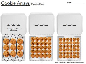 Math Cookie Arrays 2 - Single Digit Multiplication - 100% Editable // Printable Teaching Resource // No Prep Classroom //