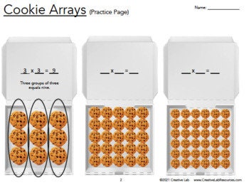 Math Cookie Arrays 2 - Single Digit Multiplication Worksheets // Printable Teaching Resource // No Prep Classroom //