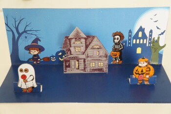 Halloween Haunted House Scene 3D Craft - 100% Editable // Printable Teacher School Resource // No Prep Classroom //