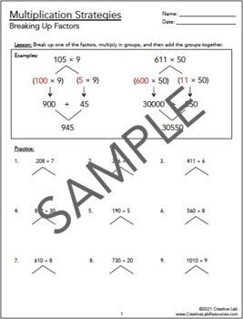 Multi-Digit Multiplication Strategies - Breaking Up Factors - 100% Editable // Printable Teaching Resource // No Prep Classroom // Math