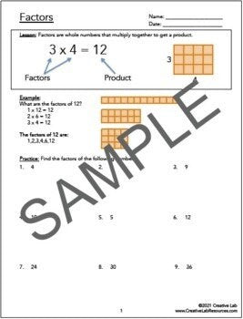 Math Factors, Greatest Common Factors - Lesson & Practice Questions // Printable Teaching Resource // No Prep Classroom //