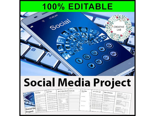 Social Media Research Project - 100% Editable // Printable Teaching Resource // No Prep Classroom //