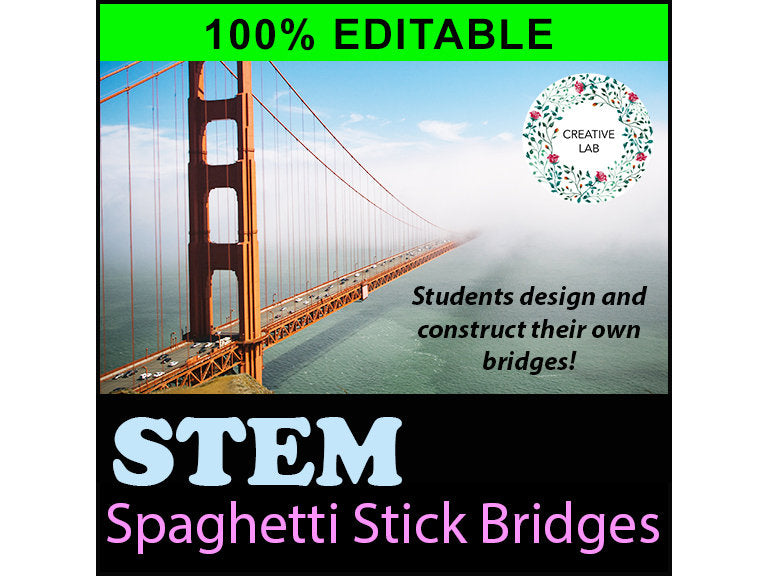 Spaghetti Stick Bridges - 100% Editable // Printable Teaching Resource // No Prep Classroom //