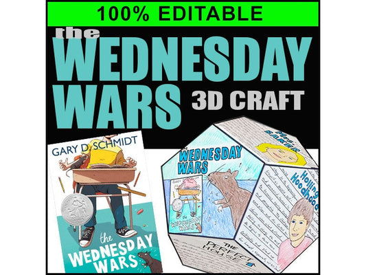 The Wednesday Wars - Novel Study Project Craft - 100% EDITABLE // Printable Teaching Resource // No Prep Classroom //