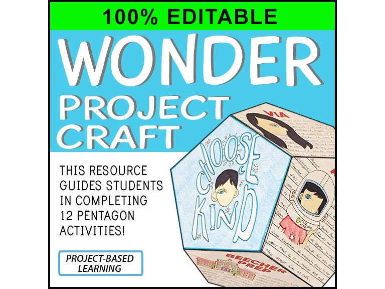 Wonder Novel Study Project Craft - 100% Editable // Printable Teaching Resource // No Prep Classroom //