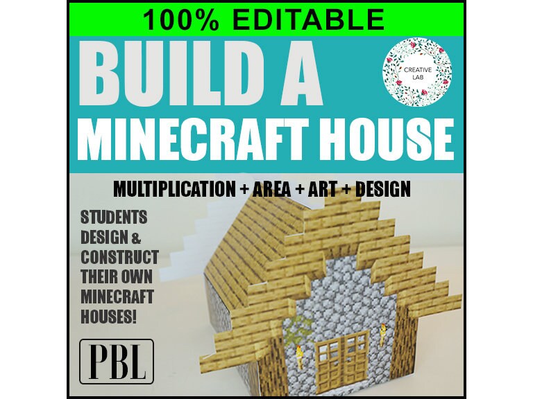 Build a Minecraft House - Area & Multiplication - 100% Editable