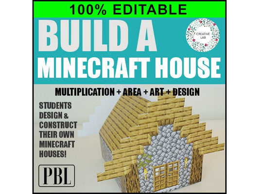 Build a Minecraft House - Area & Multiplication - 100% Editable