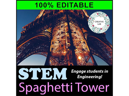 Engineering Design Challenge - Spaghetti Tower - 100% Editable // Printable Teaching Resource // No Prep Classroom //