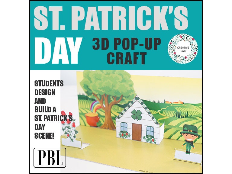 St. Patrick's Day House Scene 3D Craftivity - 100% Editable // Printable Teaching Resource // No Prep Classroom //