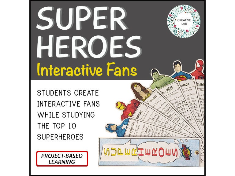 Superhero Project - Interactive Fans - PBL // Printable Teaching Resource // No Prep Classroom //