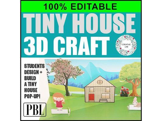 Tiny House Scene 3D Craftivity - 100% Editable // Printable Teaching Resource // No Prep Classroom //