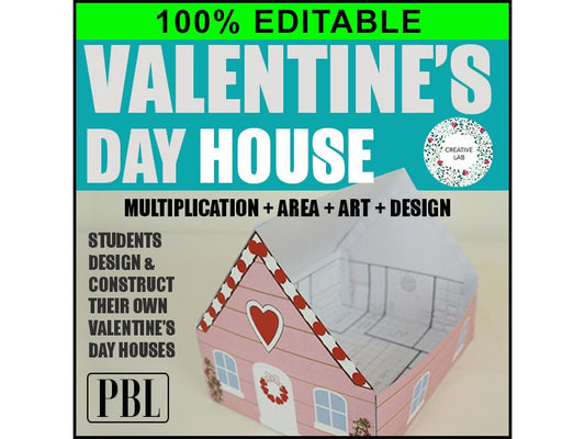 Valentine's Day House Craft - 100% Editable // Printable Teaching Resource // No Prep Classroom //