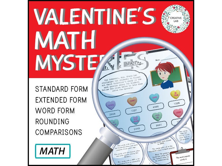 Valentines Day Math Mysteries // Printable Teaching Resource // No Prep Classroom //